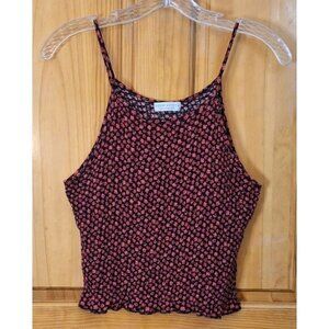 Paper Crane (Buckle) Crop Top Women Large Smocked Spaghetti Strap Floral Boho